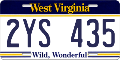 WV license plate 2YS435