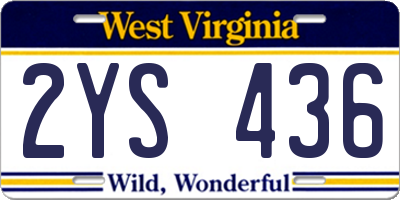 WV license plate 2YS436