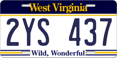 WV license plate 2YS437