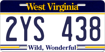 WV license plate 2YS438