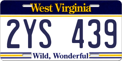 WV license plate 2YS439