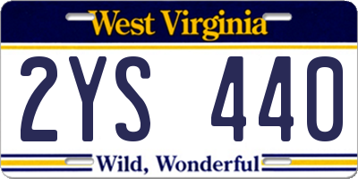 WV license plate 2YS440