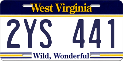 WV license plate 2YS441