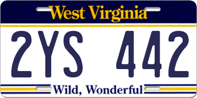 WV license plate 2YS442