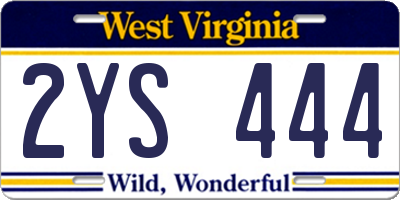 WV license plate 2YS444