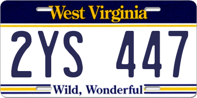 WV license plate 2YS447