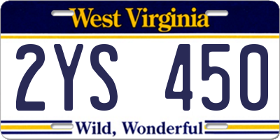 WV license plate 2YS450
