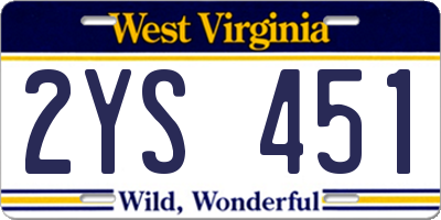 WV license plate 2YS451