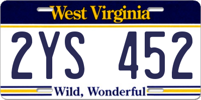 WV license plate 2YS452