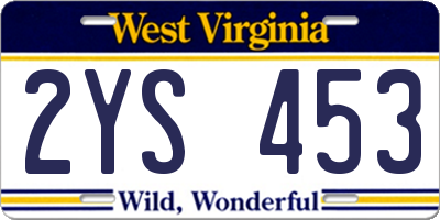 WV license plate 2YS453