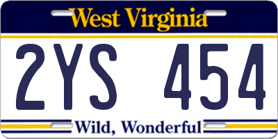 WV license plate 2YS454