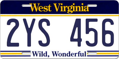 WV license plate 2YS456