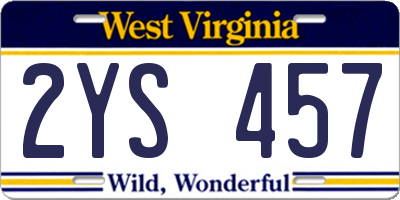 WV license plate 2YS457