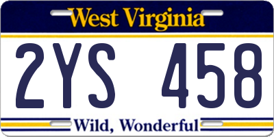 WV license plate 2YS458