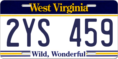 WV license plate 2YS459