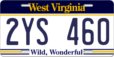 WV license plate 2YS460