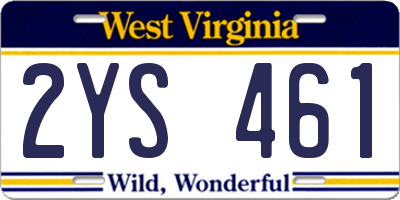 WV license plate 2YS461
