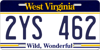 WV license plate 2YS462