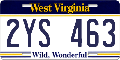 WV license plate 2YS463