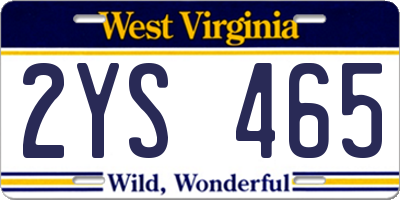 WV license plate 2YS465