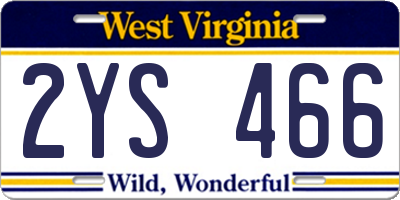 WV license plate 2YS466