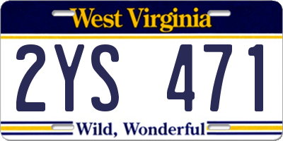 WV license plate 2YS471