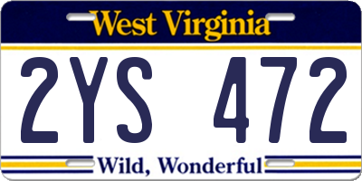WV license plate 2YS472