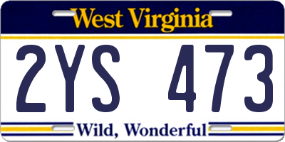 WV license plate 2YS473