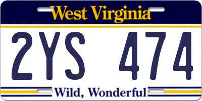 WV license plate 2YS474