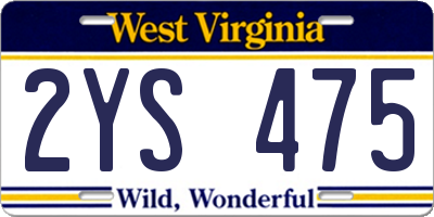 WV license plate 2YS475