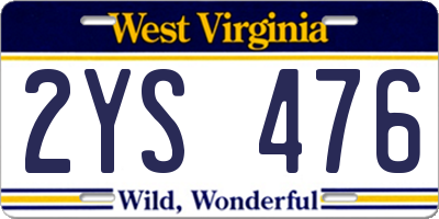 WV license plate 2YS476