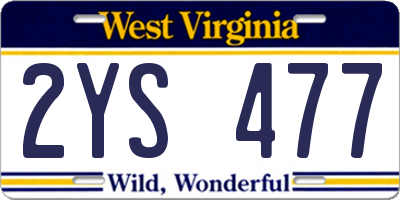 WV license plate 2YS477
