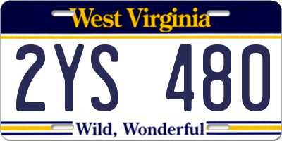 WV license plate 2YS480