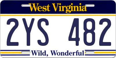 WV license plate 2YS482