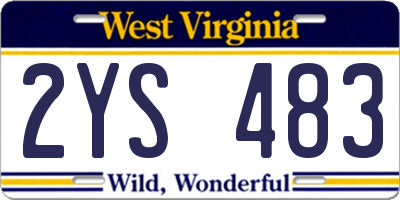 WV license plate 2YS483