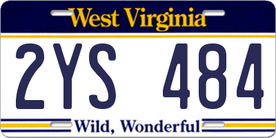 WV license plate 2YS484