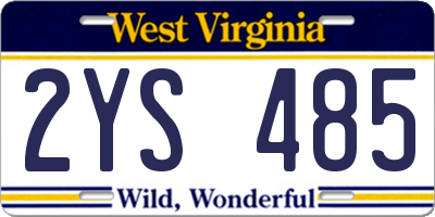 WV license plate 2YS485