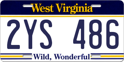 WV license plate 2YS486