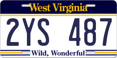 WV license plate 2YS487