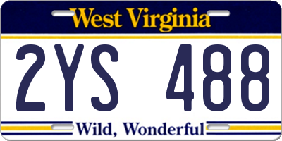 WV license plate 2YS488