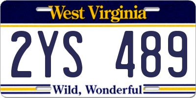 WV license plate 2YS489