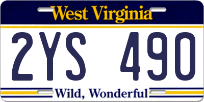 WV license plate 2YS490