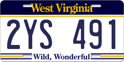 WV license plate 2YS491