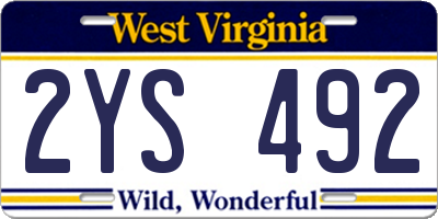WV license plate 2YS492