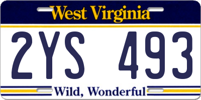 WV license plate 2YS493