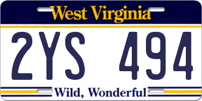 WV license plate 2YS494