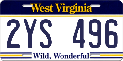 WV license plate 2YS496