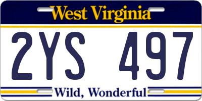 WV license plate 2YS497