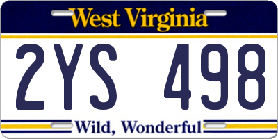 WV license plate 2YS498