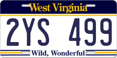 WV license plate 2YS499